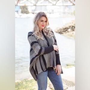 Anthropologie Black and White Poncho